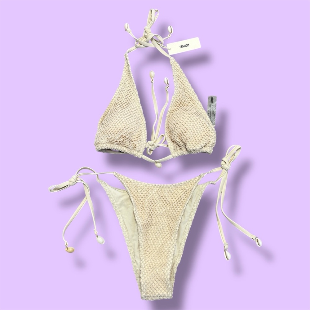 Seamoly Beige Crochet Bikini Set